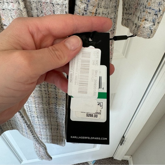 Karl Lagerfeld Cream Plaid Pea Coat - Picture 6 of 16